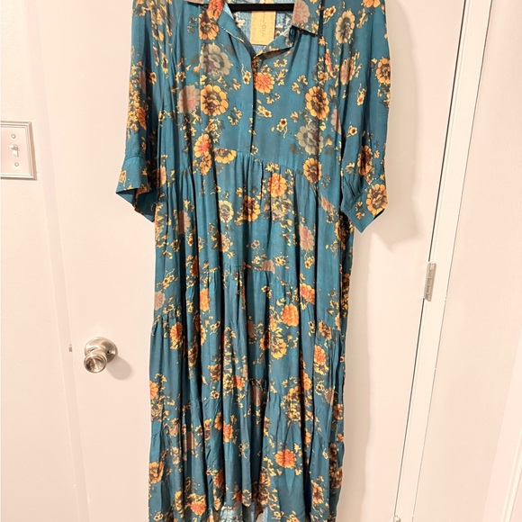 NATURAL LIFE Teal Floral Rebecca Midi Dress - Picture 2 of 5